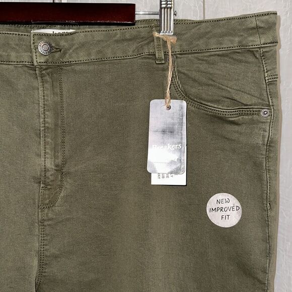 Breakers 24 Camo Olive Moth Army Green Stretch Denim Jeans - Picture 7 of 13